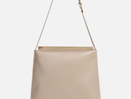 Linda Leather Shoulder Bag in Taupe For Sale