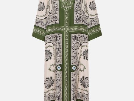 The Silk Kaftan In Mirage Placée Green For Cheap