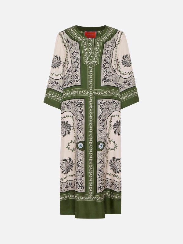 The Silk Kaftan In Mirage Placée Green For Cheap