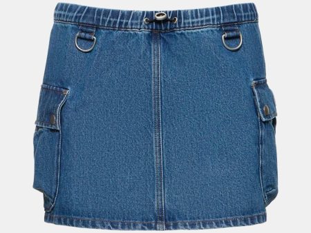 Denim Cargo Skirt in Washed Blue Online