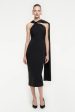 Asymmetric Stretch Cady Midi Dress in Black Online Sale